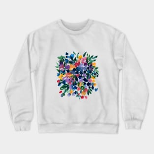 Modern Blue And Purple Florals, Abstract Watercolor Flowers  Bouquet Crewneck Sweatshirt